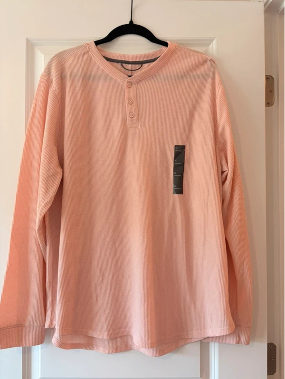 All in Motion Men’s XL Dusty Rose Waffle Knit Henley Long Sleeve Shirt NWOT